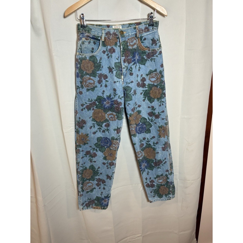 VTG 80s 90s Roberto Orsini Floral Print Denim Jeans High Rise Mom Jean 13/14 - Picture 3 of 12
